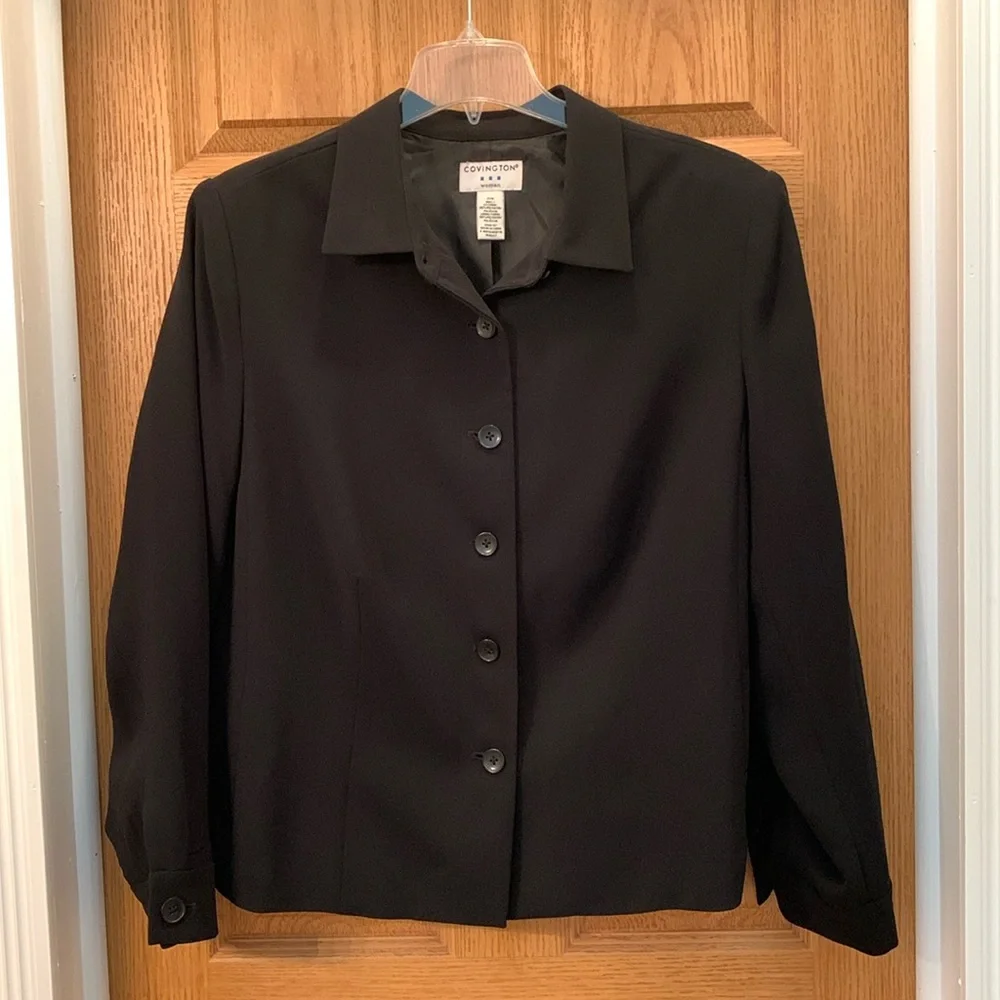 Modest Covington Woman dressy long sleeve black jacket with black lining. - Picture 1 of 9